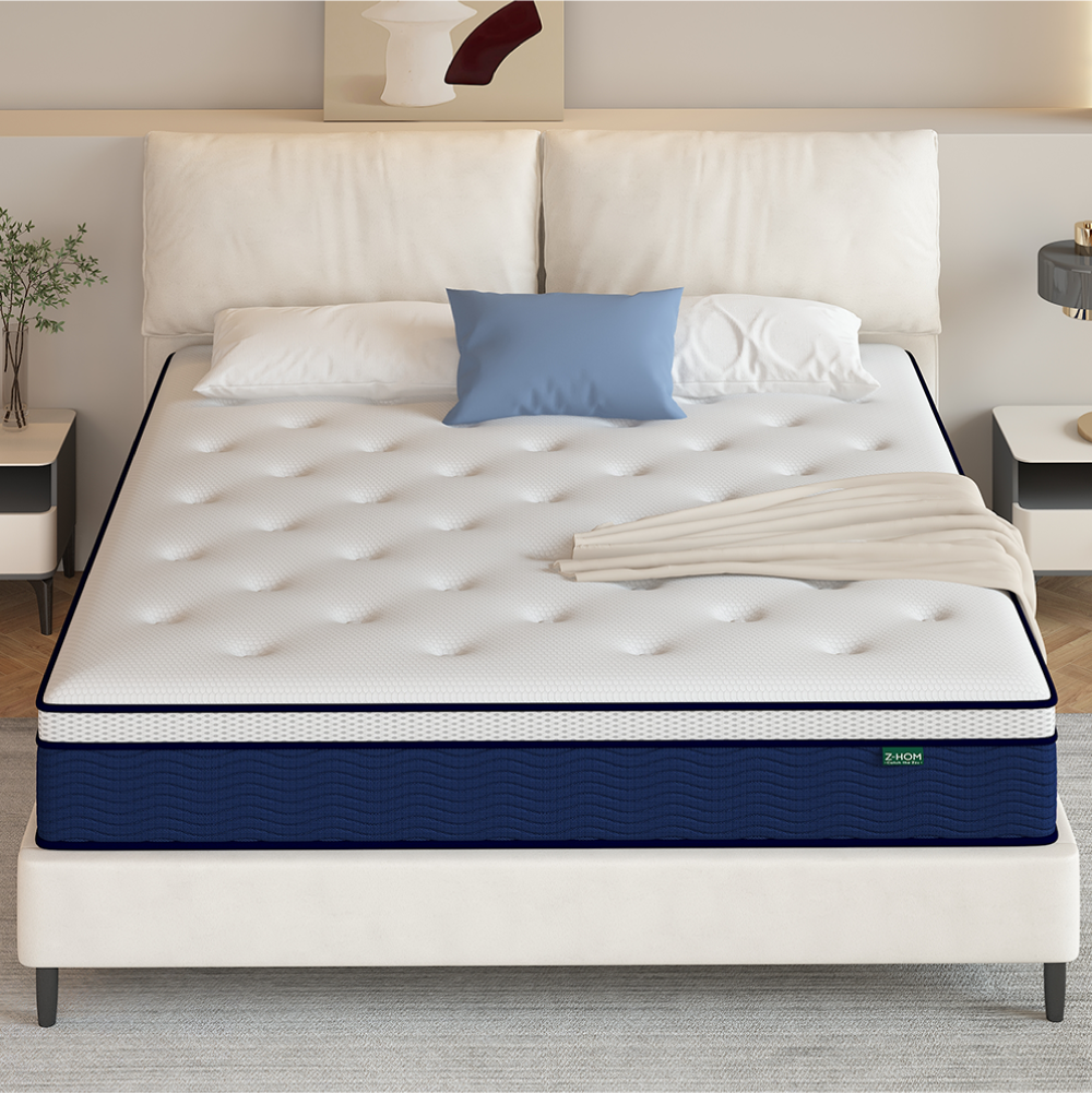 Z HOM 12 inch Gel Memory Foam Mattress in a Box Hybrid Mattress Cooling Medium Firm Bed with Individually Pocket Coils Innerspring