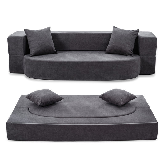Folding Sofa Bed with 2 Pillows & Washable Cover, 75" W x 32" D x 10" H