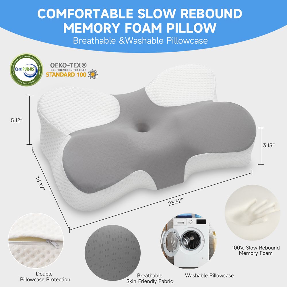 Z-HOM,Memory Foam Pillow,Standard 23.62"×14.17"×5.12"/3.15”