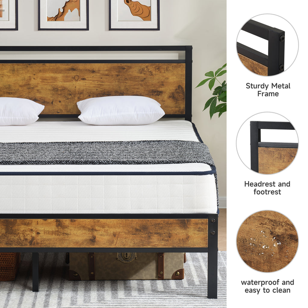 Z-hom Bed Frame with Wood Headboard,Model B022