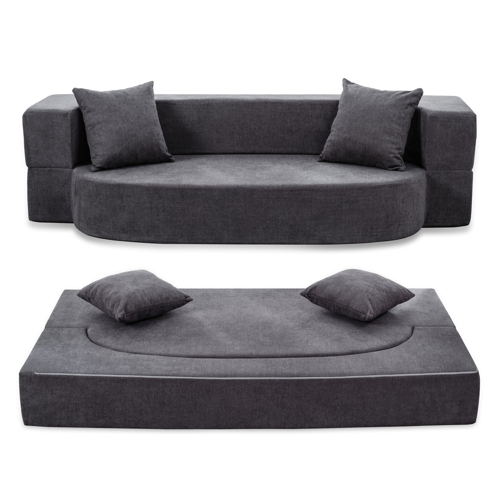 Folding Sofa Bed with 2 Pillows & Washable Cover, 75" W x 32" D x 10" H