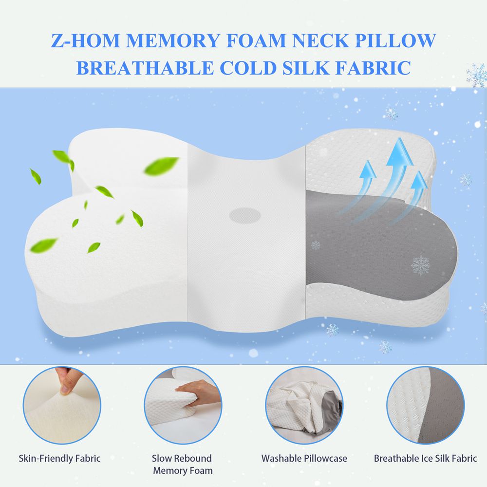 Z-HOM,Memory Foam Pillow,Standard 23.62"×14.17"×5.12"/3.15”