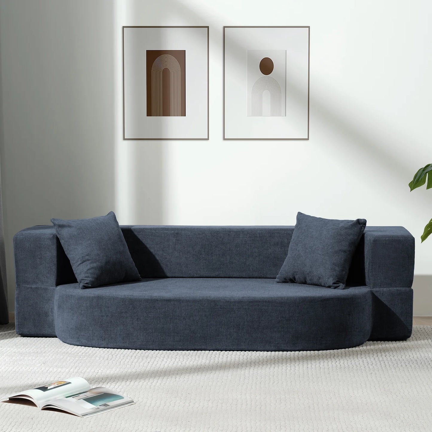 Folding Sofa Bed,Z-HOM 10 inch Convertible Memory Foam Couch with 2 Pillows & Washable Cover Fold Out 2-in-1 Futon Sofa Sleeper Chair Mattress, Twin,Dark Blue
