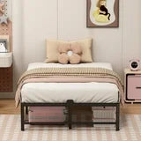 Z-HOM Twin Size Metal Platform Bed Frame with 14'' Large Under Bed Storage Space, Easy Assembly, Black