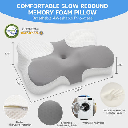 Z-HOM,Memory Foam Pillow,Standard 23.62"×14.17"×5.12"/3.15”