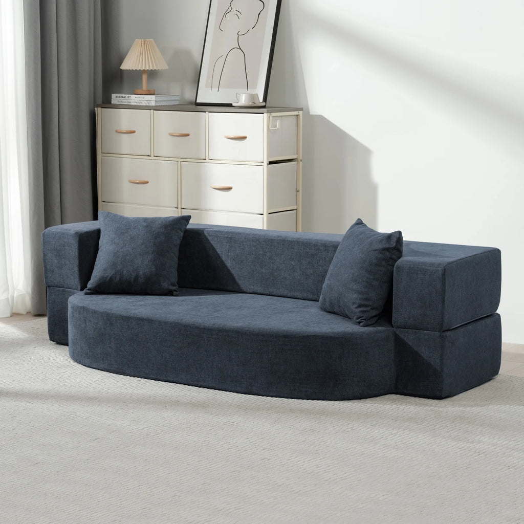 Folding Sofa Bed,Z-HOM 10 inch Convertible Memory Foam Couch with 2 Pillows & Washable Cover Fold Out 2-in-1 Futon Sofa Sleeper Chair Mattress, Twin,Dark Blue